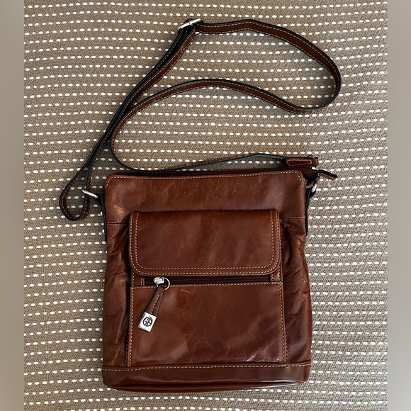 Cognac Crossbody Leather Bag - Picture 1 of 10
